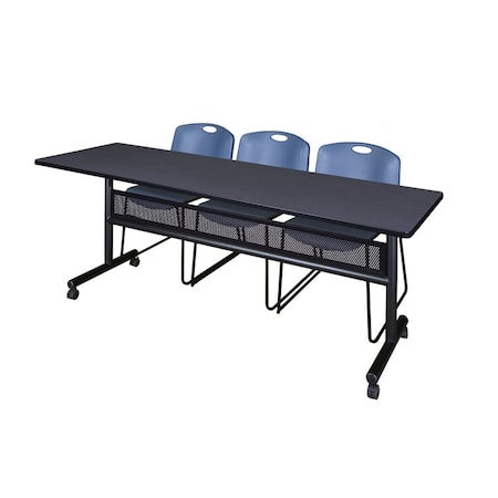 Kobe Rectangle FlipTop Table, 84" W, 29" H, Laminate Top, Gray MKFTM8424GY44BE